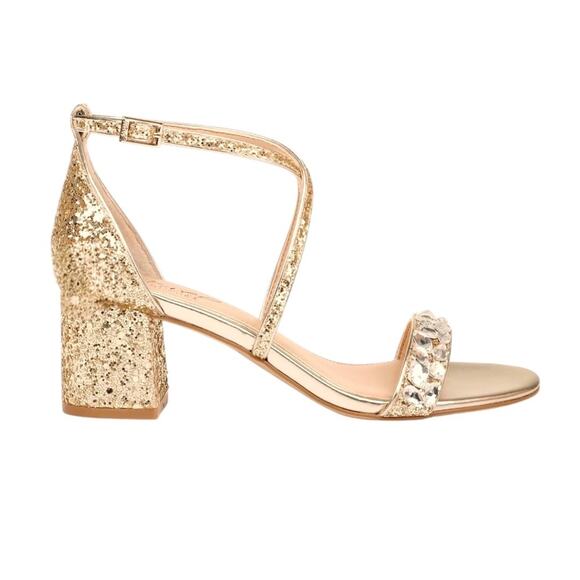 Jewel Badgley Mischka Gold Claudia Embellished Sandals Size 10M - Picture 15 of 16